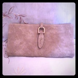 Beige Faux Leather Suede Wallet